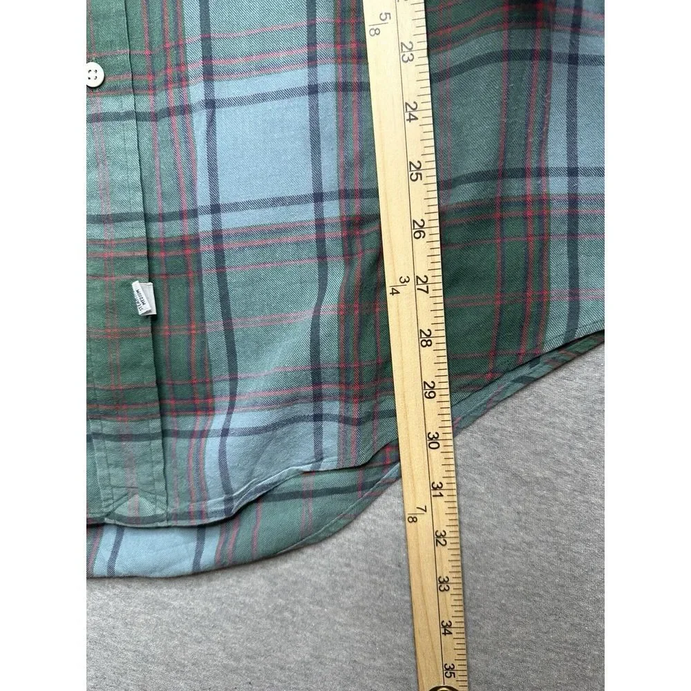 Polo Ralph Lauren Men's XL Green‎ & Blue Red Plaid Long Sleeve Shirt Pony